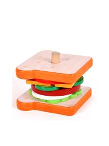 1入組木質卡通漢堡三明治兒童玩具，模擬食物廚房玩具，扮演小廚師必備用品，有助於兒童對食物的認知發展，適合3歲以上男女孩子使用，聖誕禮物/萬聖節禮物/生日禮物 - 漢堡 - 查看 15