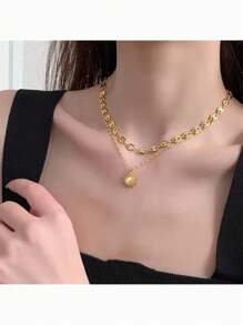 时尚奢华 18K 镀金猪鼻链项链珠宝咖啡豆珠链项链女士男士礼物 - 金色項鍊-1piece - 查看 6