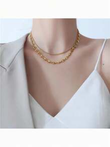 时尚奢华 18K 镀金猪鼻链项链珠宝咖啡豆珠链项链女士男士礼物 - 金色項鍊-1piece - 查看 5