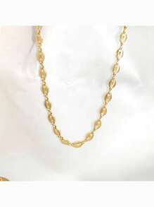 时尚奢华 18K 镀金猪鼻链项链珠宝咖啡豆珠链项链女士男士礼物 - 金色項鍊-1piece - 查看 4