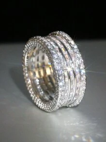 1 chiếc nhẫn Cubic Zirconia tinh tế, phù hợp cho nữ, có thể đeo trong các dịp cưới hỏi, lễ đính hôn, kỷ niệm, tiệc tùng, Ngày Valentine, cũng là món quà tuyệt vời dành cho mẹ hoặc Ngày của Mẹ. - 1 # - Xem 3