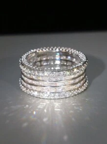 1 chiếc nhẫn Cubic Zirconia tinh tế, phù hợp cho nữ, có thể đeo trong các dịp cưới hỏi, lễ đính hôn, kỷ niệm, tiệc tùng, Ngày Valentine, cũng là món quà tuyệt vời dành cho mẹ hoặc Ngày của Mẹ. - 1 # - Xem 2