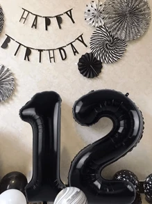 1 件 40 英寸巨型金箔聚酯薄膜数字气球，适用于男士女士生日派对装饰周年派对用品， - 黑色 - 查看 5