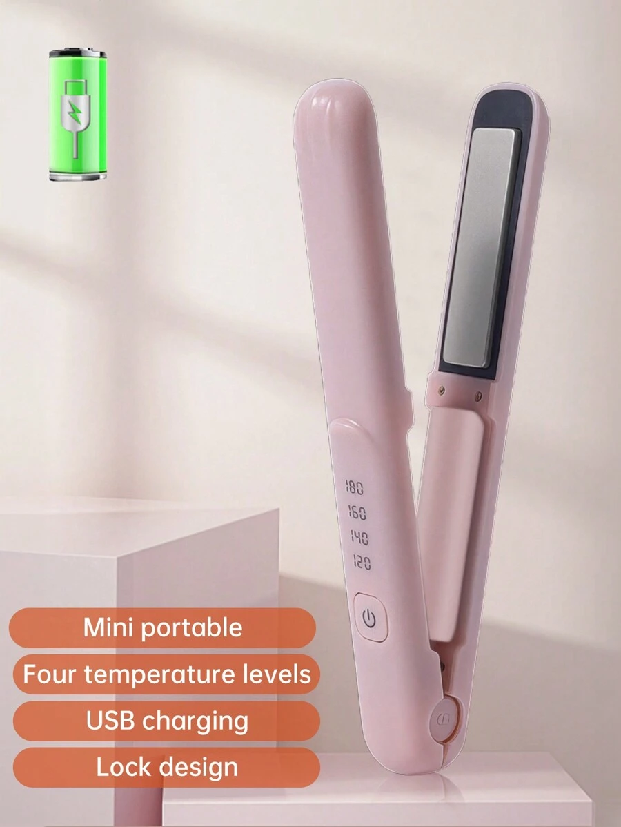 便攜式無線小型燙直捲髮棒，USB可充電式捲髮燙髮器，旅行造型工具