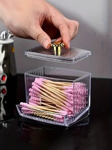 4-Leaf Clover Q-Tip Holder, Automatic Pop-Up Cleaning Swab Organizer Box For Desk - Multicolor - View 4