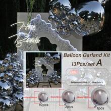 巨型 4D 铝箔气球银色拱门气球套装，华丽的惊喜派对装饰，婚礼庆典，新娘送礼会，圣诞节，万圣节装饰，户外气球装饰，圣诞节 - 銀色 - 查看 7