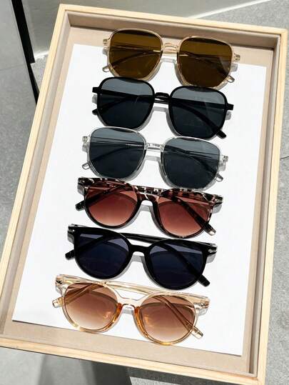 6件套波西米亚风时尚眼镜，男女通用，适合海滩、邮轮、户外露营等场合。