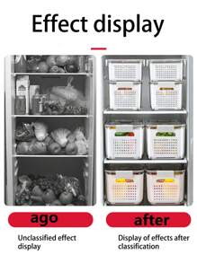 多功能冰箱保鲜盒带沥水篮适用于厨房食品冷冻储存和水果整理和密封和防潮万圣节装饰万圣节服装秋季装饰节日装饰 - 彩色 - 查看 3