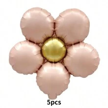 5pcs Matte Finish 5-Petal Flower Shaped Aluminum Foil Balloons, Retro Color Floral Birthday Party Decoration, Christmas - Multicolor - View 16