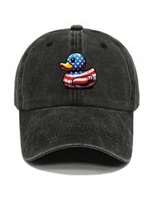 酷炫嬉皮弧形帽檐棒球帽，美国国旗风格鸭子印花复古水洗做旧棒球帽 - 男女通用，可调节，轻便防晒帽，男女皆宜的休闲运动帽，带字母，手洗 - 1 件，休闲户外运动帽男女通用帽子，复古棒球帽，男女通用，可调节，做旧，户外，轻便，休闲，可手洗，无需熨烫，无需干洗，无弹性，男士时尚 - 彩色 - 查看 14