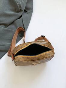 復古獨特款女士手提包，相機造型小肩背旅行袋，百搭時尚 - 卡其色 - 查看 6