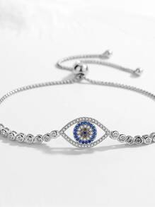 Kaletine 1入組925銀幸運眼手鐲，女士尺寸可調，適用於派對和生日禮物 - 銀色 - 查看 4