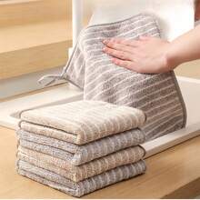 5/10pcs Hanging Kitchen Cleaning Towels, Microfiber Cleaning Cloths, Dish Rags, Washable & Durable Kitchen Dishcloths, Degreasing Rags, Super Absorbent Towels, Home Car Wash Cloths, Glass Wiping Cloths, Cleaning Supplies, Cleaning Tools, Kitchen Accessories