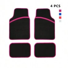 Conjunto de 4 tapetes de carro com bordas brilhantes, personalizados para mulheres, na cor preta, fáceis de limpar, com fundo de PVC antiderrapante, adequados para a maioria dos modelos. Frente 25,39 pol x 17,32 pol, traseira 13,77 pol x 16,92 pol. - Tamanho Único - Ver 12