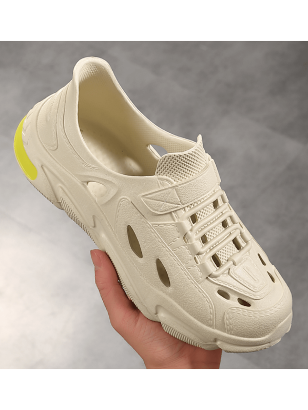 Nuevos shorts de playa para parejas, zapatos gruesos con suela de neumático para hombre, zapatillas de mujer de moda casual al aire libre con parches de unicolor, ligeras y transpirables