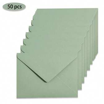 50 Pieces Sage-Green Envelopes- A7 Envelopes Greeting Card Envelopes -5.24 X 7.24 Inches For 5 X 7 Wedding Invitation Cards, Greeting Cards, Birthday Shower Invitations Back To School