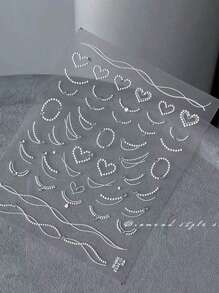 MAOMIA 1入組珍珠美甲貼紙，帶有水晶和珍珠，可DIY藝術Y2K風格指甲沙龍裝飾貼花 - 彩色 - 查看 12