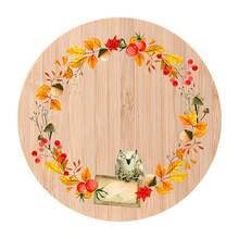 1pc Autumn-Themed Hand-Painted Bamboo Cup Coaster With Leaves And Wreath Design, Heat-Resistant, Waterproof, Minimalist Decor With Festival Art Elements For Home Decoration - Multicolor - View 13
