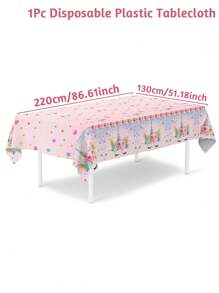 1pc 130*220cm Pink Unicorn Pattern Disposable Tablecloth, Suitable For Parties, Gender Reveal Parties, Birthday Parties, Home Decor, Birthday Decor, Outdoor Picnics, Back To School, Valentine's Day And Other Occasions - Unicorn - View 5