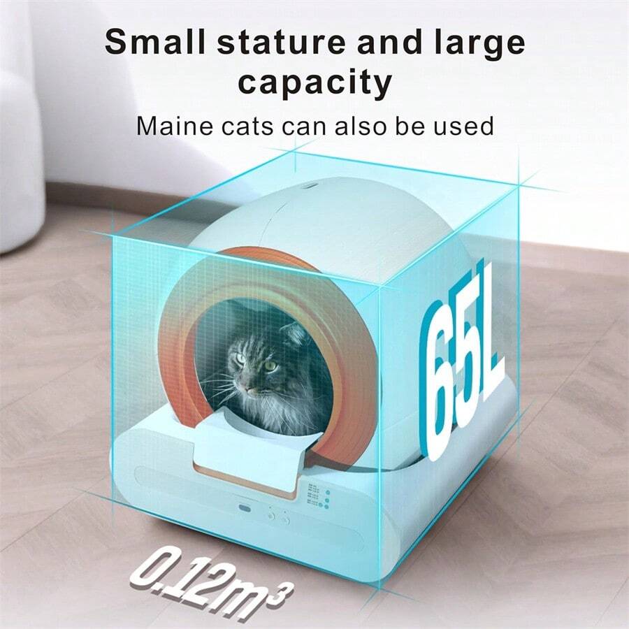 Self Cleaning Cat Litter Box: Upgraded Automatic Cat Litter Box - 65L Space Cleaning Robot - APP Control - Electric Smart Litter Box - White - View 1