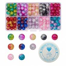200 hạt pha lê 8mm Vòng đeo tay Bicone Hạt thủy tinh có mặt đàn hồi pha lê 10 màu Cầu vồng Loose Craft Hạt cho vòng tay Vòng cổ Bông tai Móc khóa trang sức Làm túi hoa Hạt trang trí cho trang trí đám cưới - 200 chiếc + thun - Xem 2