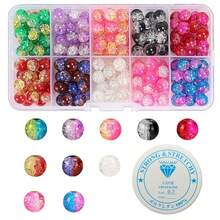 200 hạt pha lê 8mm Vòng đeo tay Bicone Hạt thủy tinh có mặt đàn hồi pha lê 10 màu Cầu vồng Loose Craft Hạt cho vòng tay Vòng cổ Bông tai Móc khóa trang sức Làm túi hoa Hạt trang trí cho trang trí đám cưới - 200 chiếc + thun - Xem 3