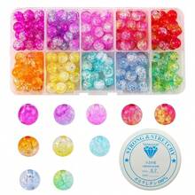 200 hạt pha lê 8mm Vòng đeo tay Bicone Hạt thủy tinh có mặt đàn hồi pha lê 10 màu Cầu vồng Loose Craft Hạt cho vòng tay Vòng cổ Bông tai Móc khóa trang sức Làm túi hoa Hạt trang trí cho trang trí đám cưới - 200 chiếc + thun - Xem 5