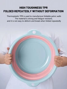 1 pieza Lavabo de plástico portátil de tamaño pequeño para uso en el hogar y viajes, cubo plegable para bañarse - Ideal para dormitorio de estudiantes - Azul - Ver 6