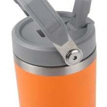 30盎司/900毫升大不鏽鋼保溫車用杯-保溫、防漏、附帶吸管、無電池、便攜式，適用於熱飲和冷飲的便攜車用杯、汽車咖啡杯、不鏽鋼雙層杯 - 橘色 - 查看 5