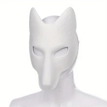 1 pieza DIY Máscara de zorro Anime en blanco, máscara de zorro para cosplay, máscara de zorro para fiesta, disfraces de Halloween, máscaras de foto - Multicolor - Ver 1