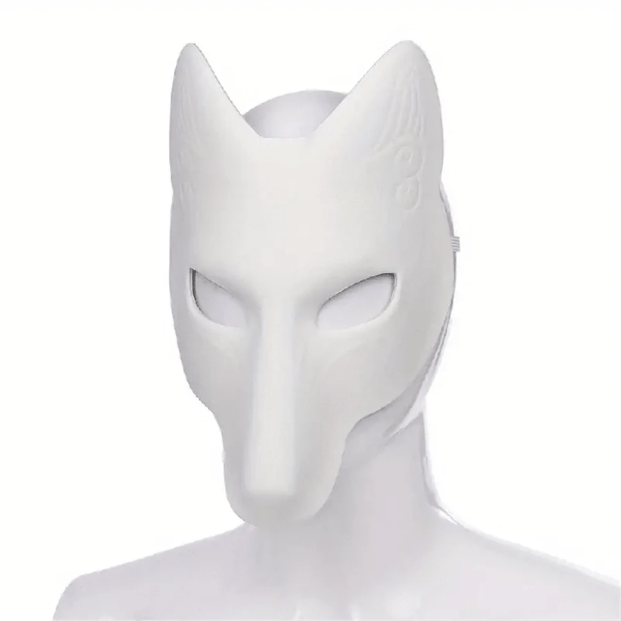 1 pieza DIY Máscara de zorro Anime en blanco, máscara de zorro para cosplay, máscara de zorro para fiesta, disfraces de Halloween, máscaras de foto - Multicolor - Ver 1