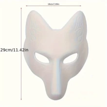 1 pieza DIY Máscara de zorro Anime en blanco, máscara de zorro para cosplay, máscara de zorro para fiesta, disfraces de Halloween, máscaras de foto - Multicolor - Ver 4