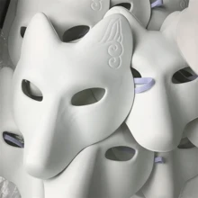 1 pieza DIY Máscara de zorro Anime en blanco, máscara de zorro para cosplay, máscara de zorro para fiesta, disfraces de Halloween, máscaras de foto - Multicolor - Ver 9