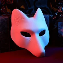 1 pieza DIY Máscara de zorro Anime en blanco, máscara de zorro para cosplay, máscara de zorro para fiesta, disfraces de Halloween, máscaras de foto - Multicolor - Ver 6