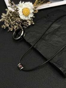 Set de collar de piedra termocromática y anillo de 2 piezas para hombre, Set de joyas novedosas, el mejor regalo para amigos y fiestas, tanto el colgante como el anillo son termocromáticos - cuerda de cuero - Ver 2