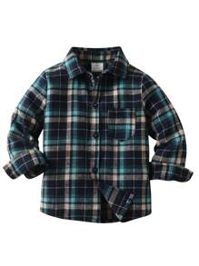 BLUE SAYING Camicia a quadri verdi a maniche lunghe carina per ragazzo - Verde - Visualizzare 1