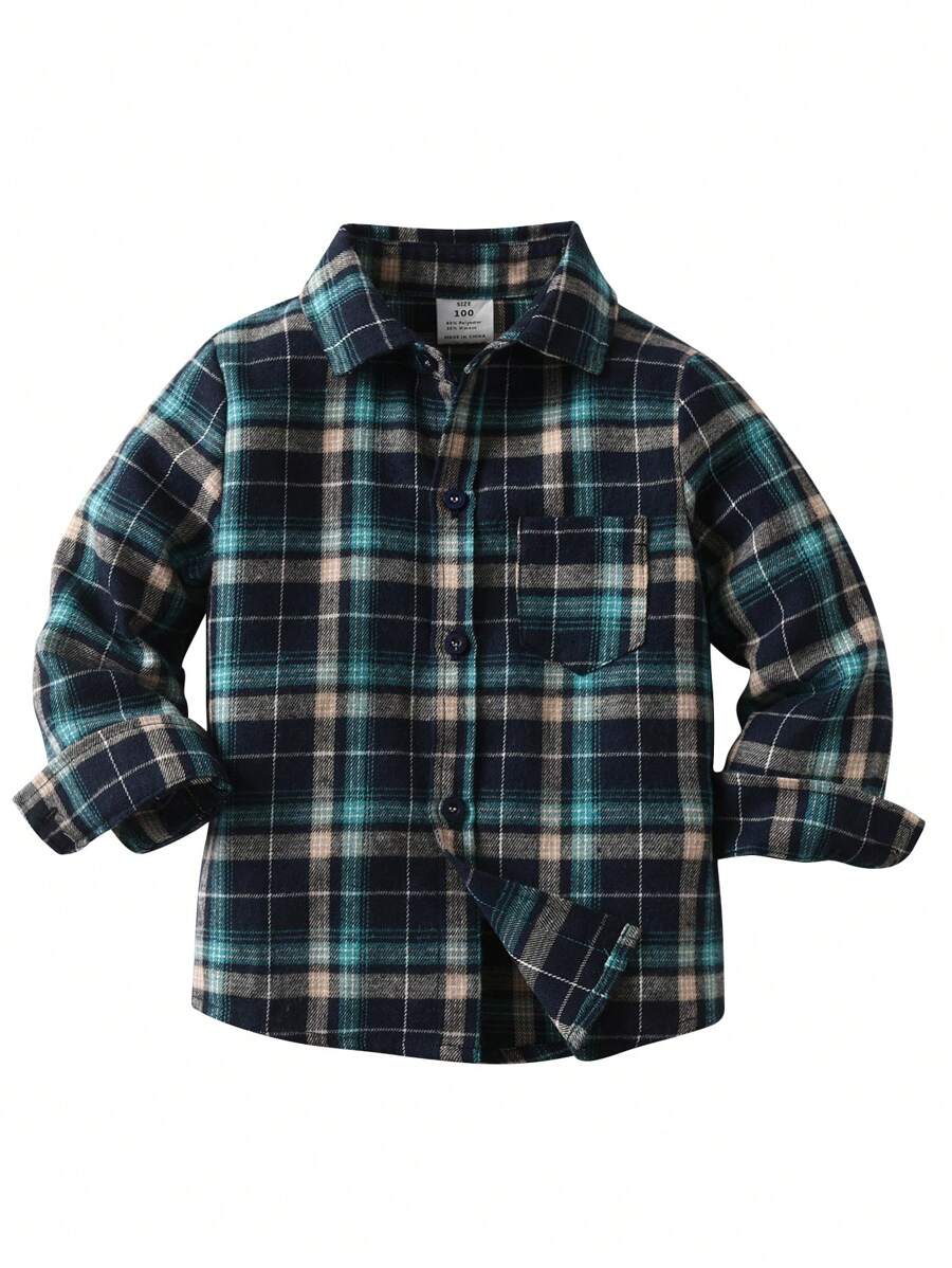 BLUE SAYING Camicia a quadri verdi a maniche lunghe carina per ragazzo - Verde - Visualizzare 1