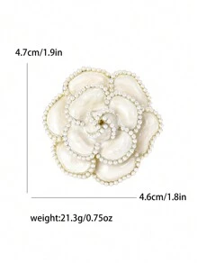 1 件时尚珐琅仿珍珠山茶花胸针，适合女士日常佩戴情人节、妈妈、母亲、母亲节、礼物