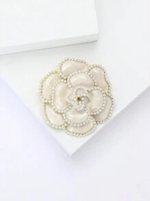 1 件时尚珐琅仿珍珠山茶花胸针，适合女士日常佩戴情人节、妈妈、母亲、母亲节、礼物