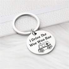 Funny I Drive The Wee Woo Bus Gift Stainless Steel Keychain Graduation Gift Couple Accessories Keychain - Silver - View 2