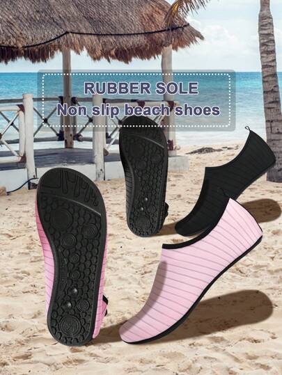 Women Water Shoes Rubber Non-Slip Bottom Quick-Dry Water Socks, Barefoot Slip-On Sports Beach Shoes, Soft Sole Beach Socks, Ideal For Water Activities Like River Trekking, Swimming, Surfing, Yoga And Fitness, Beach Essentials, Beach Accessories, Pool Float