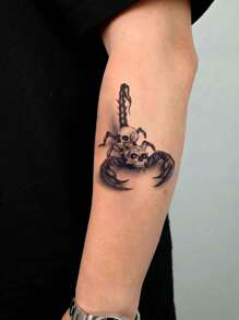 6 Stücke Skorpion Temporäre Tattoo Aufkleber Set, schwarze Farbe für Handgelenk/Arm Körperkunst Fake Tattoo, Halbleicht dauerhafte Tattoos