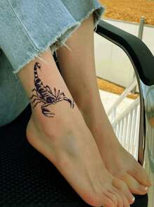 6 Stücke Skorpion Temporäre Tattoo Aufkleber Set, schwarze Farbe für Handgelenk/Arm Körperkunst Fake Tattoo, Halbleicht dauerhafte Tattoos