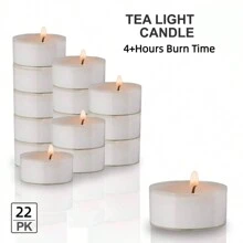 Tea Light Candles - 22Bulk Pack - White Unscented Tealight Candles In Clear Cup - Long Burning -Gift Box- 4+ Hour Halloween,Spooky,Autumn,Festival,Holiday ,Winter,Holiday,Festival,Room Decor,Gifts - White - View 9