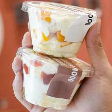 QIYINGFA 10/20/50 peças Copo Decorativo Plástico Transparente para Bolo/Sorvete, Caixas de Embalagem para Mousse/Pudim, Copos para Armazenamento de Sobremesa e Doces com tampa - transparente - Visão 8