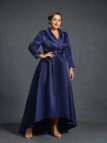 Sukienki dla matki panny młodej w dużych rozmiarach Elegancka sukienka z długim rękawem