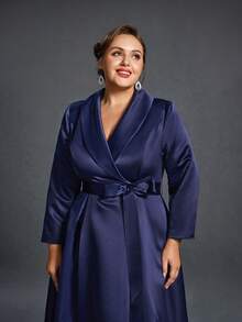 Sukienki dla matki panny młodej w dużych rozmiarach Elegancka sukienka z długim rękawem