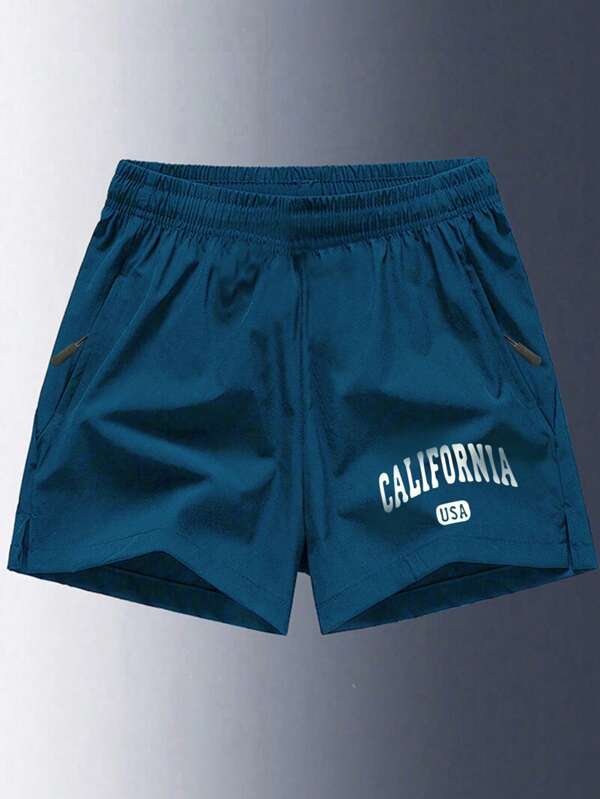 1pc Tween Boy Casual Sports California Letter Graphic Tee, Spring/Summer