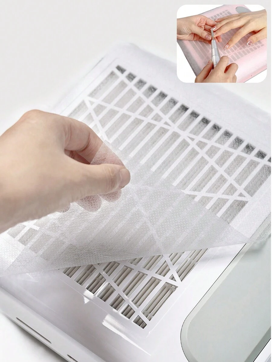 100 filtros de papel colector de polvo para arte de uñas, accesorios de máquina de manicura, papel de reemplazo para filtro de aspiradora de arte de uñas - Blanco - Ver 1