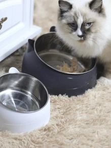 Tilted Stainless Steel Single Bowl Pet Feeder For Cats & Dogs - Promotes Healthy Digestion, Comfortable Feeding